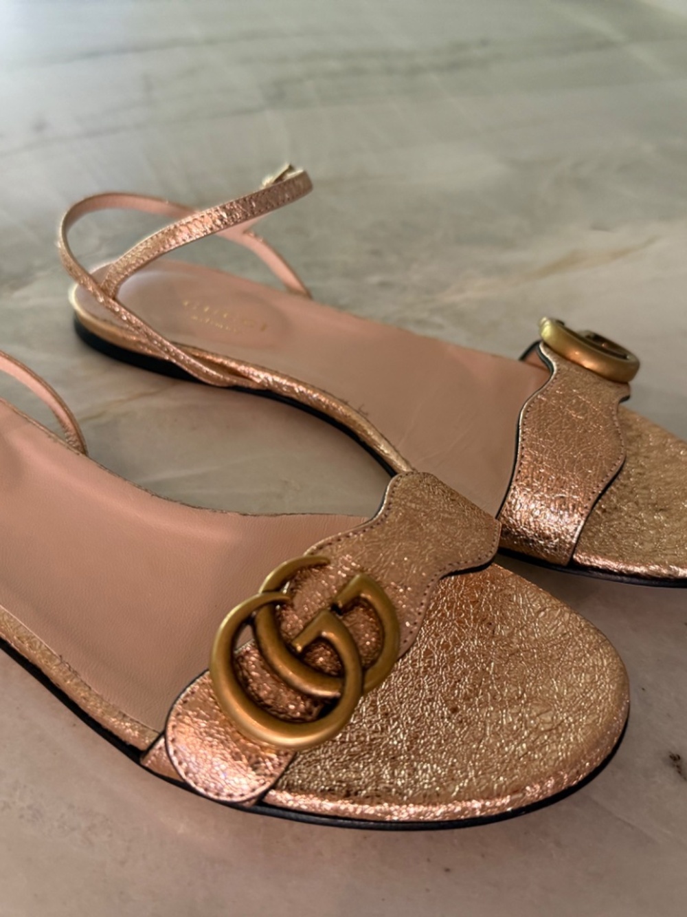 Gucci double G logo leather slingback sandals - Picture 8 of 12